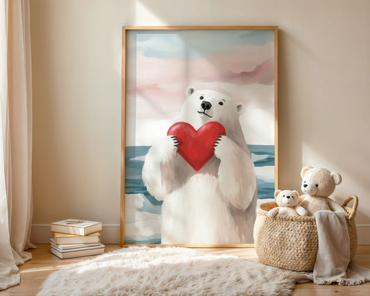 Framed amore art print in kids room, romantic nursery decor