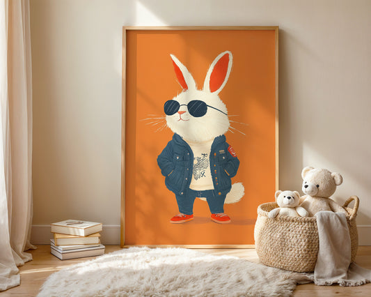 Street Bunny — Kids Wall Art Print
