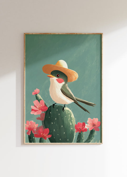 Cactus Perch — Kids Wall Art Print