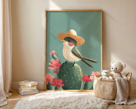 Cactus Perch — Kids Wall Art Print