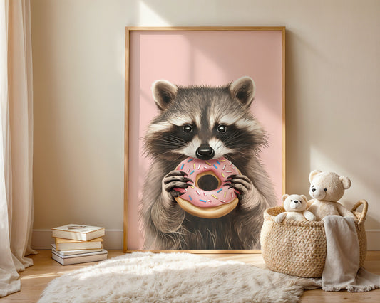 Framed midnight snack art print in kids bedroom, playful decor