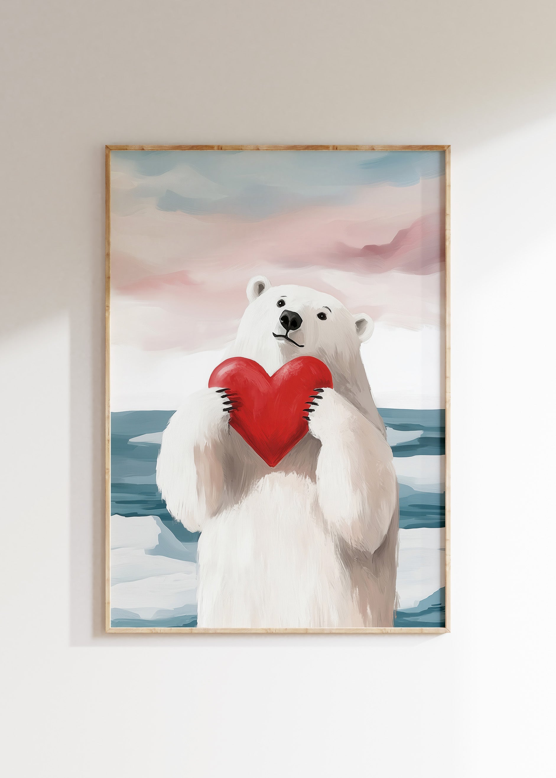 Love themed kids illustration in warm colors, nursery wall art print