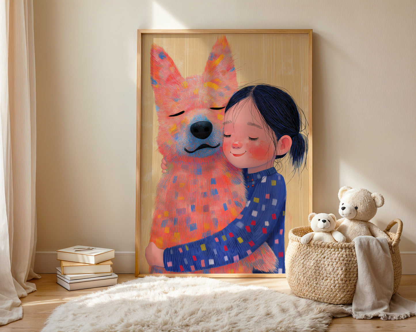 Framed best friend animal art print in nursery, kids room decor